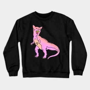 dinosaur raptor cat kitten feminist roar animal cute pink print Crewneck Sweatshirt